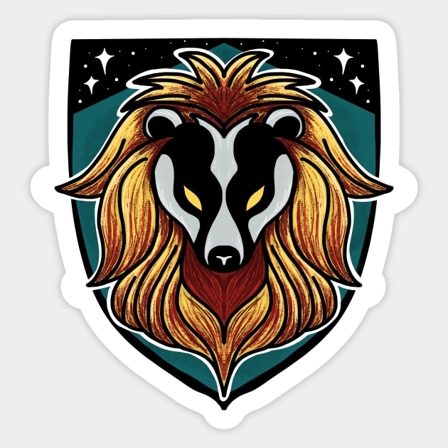 Huffledor Lion Badger Combination House Crest Sticker by Thenerdlady